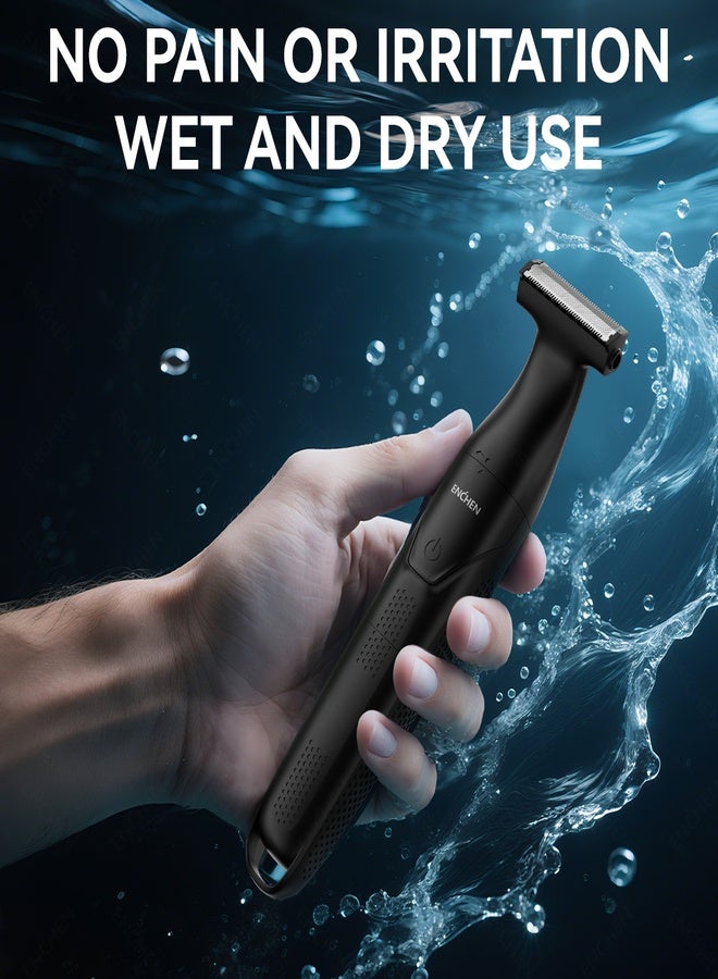 ENCHEN مقص شعر الجسم الكهربائي سبارك 5 للرجال، ماكينة حلاقة مقاومة للماء بسرعة 6500 دورة في الدقيقة مع 5 مشط توجيه (1–7 مم)، شحن سريع من نوع C، شاشة LED، شفرة على شكل R لحلاقة خالية من الألم للصدر، الإبط والأماكن الحساسة - Image 4